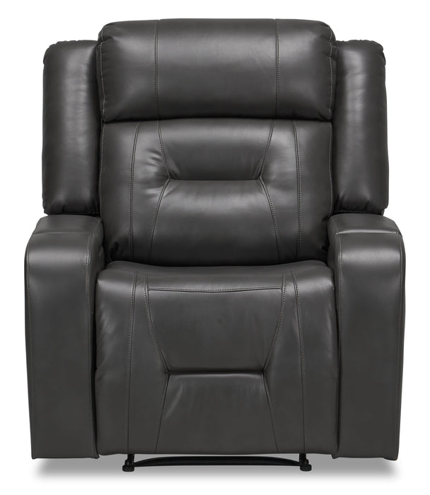Ryker 36.8\" Faux Leather Reclining Chair with Storage Arms - Grey
