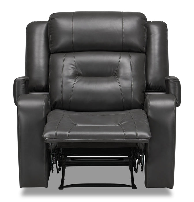 Ryker 36.8\" Faux Leather Reclining Chair with Storage Arms - Grey
