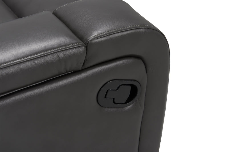 Ryker 72.24\" Faux Leather Reclining Loveseat with Storage Console - Grey