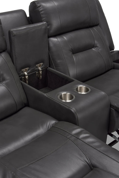 Ryker 72.24\" Faux Leather Reclining Loveseat with Storage Console - Grey