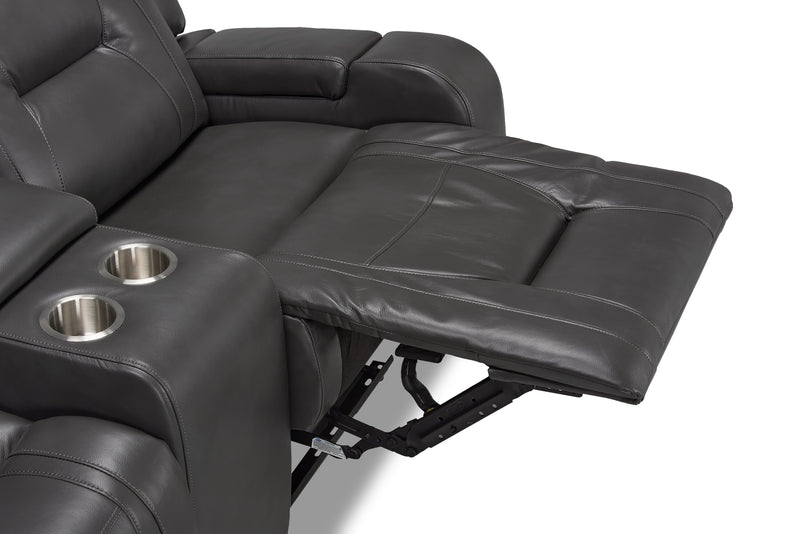 Ryker 72.24\" Faux Leather Reclining Loveseat with Storage Console - Grey