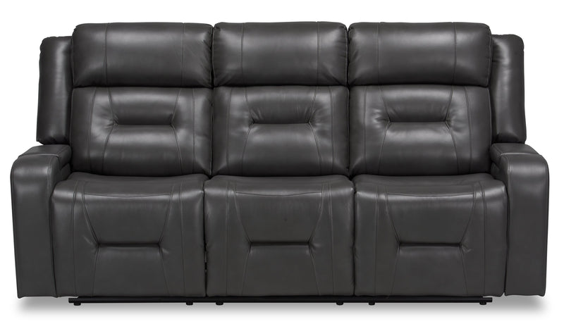 Ryker 82.5\" Faux Leather Reclining Sofa with Storage Arms - Grey