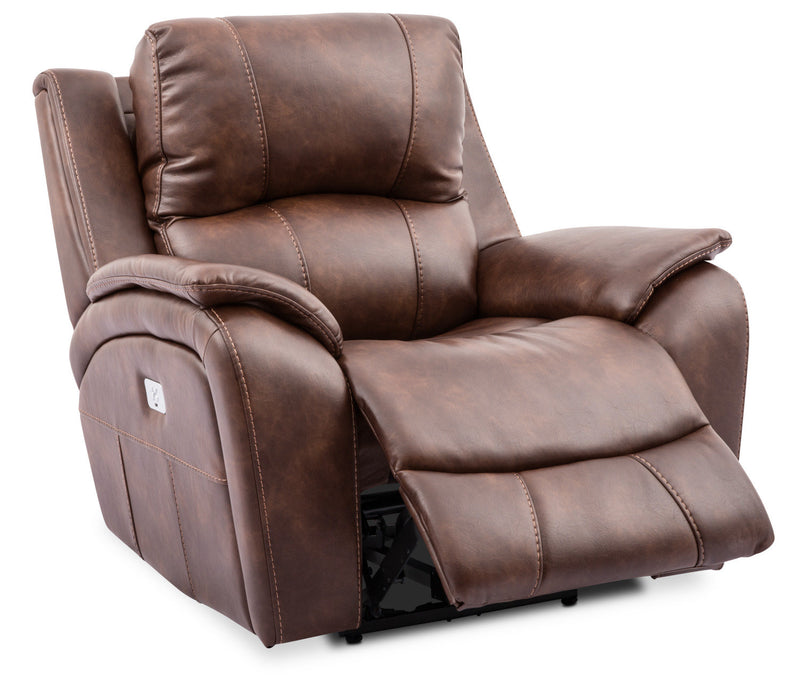 Kory Leather-Look Fabric Power Reclining Chair – Pecan