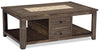 Santa Fe Rustico 47.25\" Rustic Coffee Table with Storage and Shelf - Grey Pine with Marble Inset