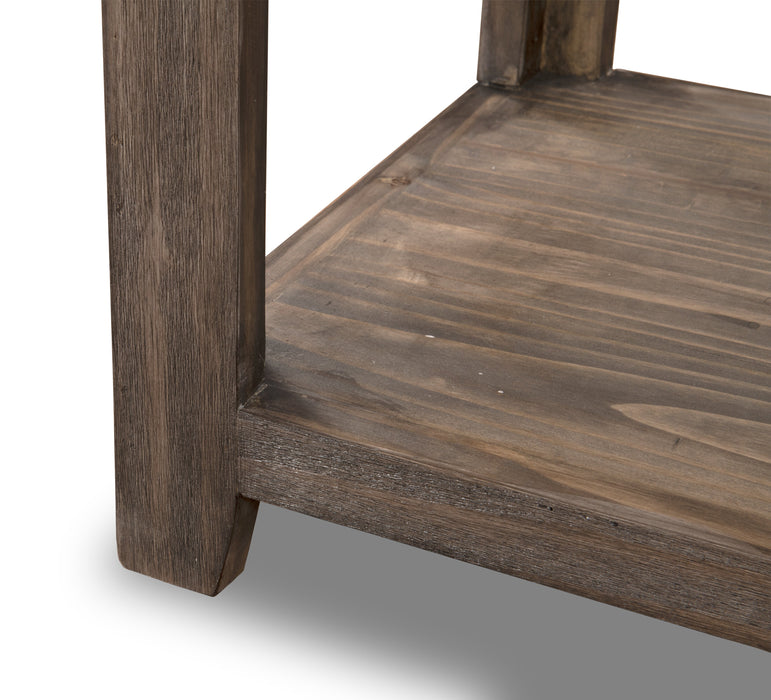 Santa Fe Rustico 47.25\" Rustic Coffee Table with Storage and Shelf - Grey Pine with Marble Inset