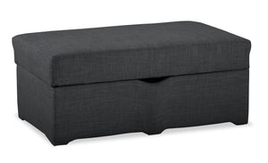 Sawyer Linen-Look Fabric Ottoman - Charcoal Grey | Pouf Sawyer en tissu d'apparence lin - gris anthracite | SAWYGYOT