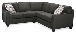 Sawyer 2-Piece Linen-Look Fabric Sectional - Charcoal Grey | Sofa sectionnel Sawyer 2 pièces en tissu d'apparence lin - gris anthracite | SAWYGYS2