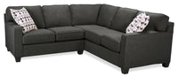 Sawyer 2-Piece Linen-Look Fabric Sectional - Charcoal Grey 