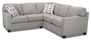 Sawyer 2-Piece Linen-Look Fabric Sectional - Light Grey | Sofa sectionnel Sawyer 2 pièces en tissu d'apparence lin - gris clair