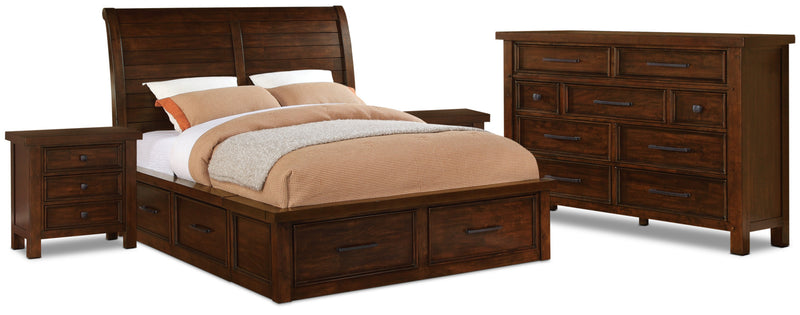 Sonoma 6-Piece Queen Storage Bedroom Package with 2 Nightstands – Dark Brown