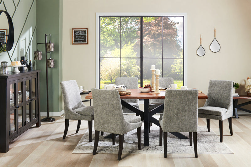 Shilo Dining Chair with Linen-Look Fabric, Wood - Grey