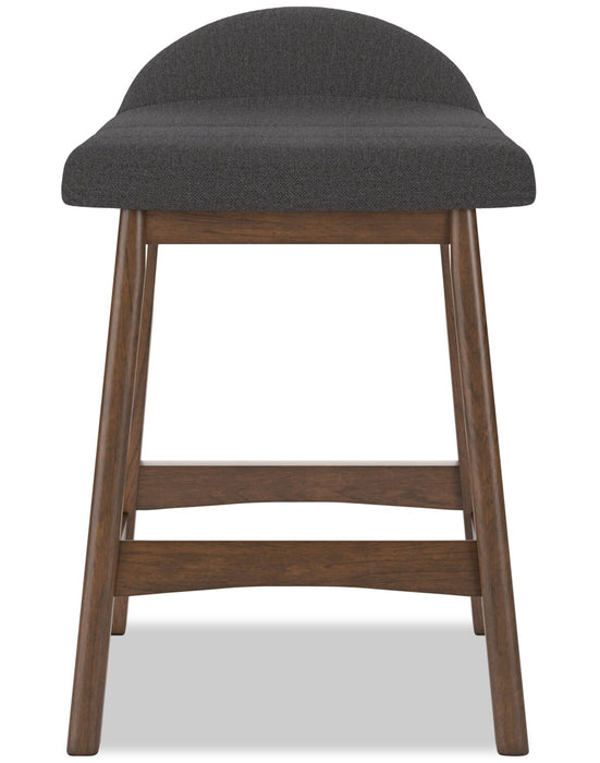 Jovi Counter-Height Stool with Linen-Look Fabric, Wood - Charcoal