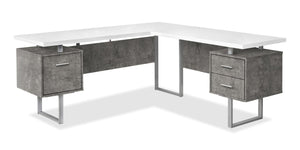 Marnie Reversible L-Shaped Corner Desk - White Concrete-Look