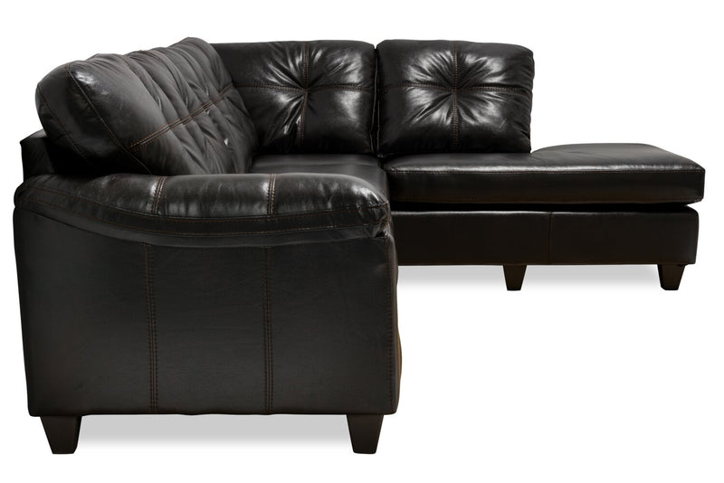 Made in Canada Addison 2-Piece Right-Facing Faux Leather Sectional with Removable Seat Cushions - Blackberry