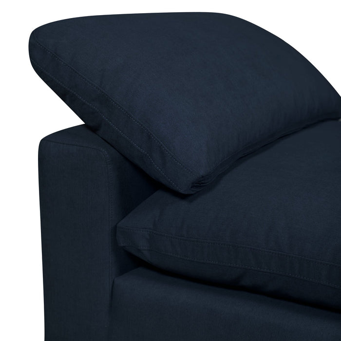 Eclipse Modular 38\" Linen-Look Fabric Armless Chair with Reversible Feather Down Cushions - Navy Blue