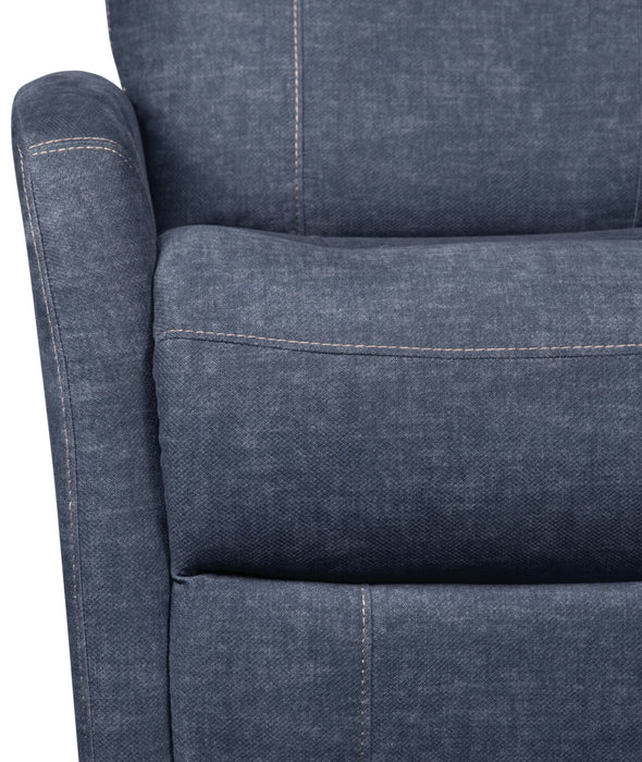 Jeffry 30.3\" Velvet Fabric Swivel Glider Reclining Chair - Indigo Blue