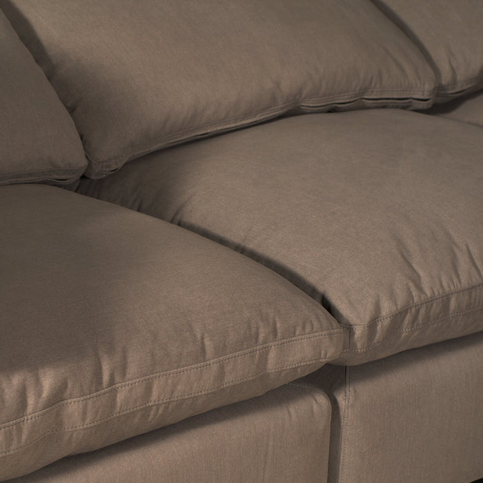 Eclipse Modular 5-Piece Linen-Look Fabric Sectional with Reversible Feather Down Cushions - Slate Grey