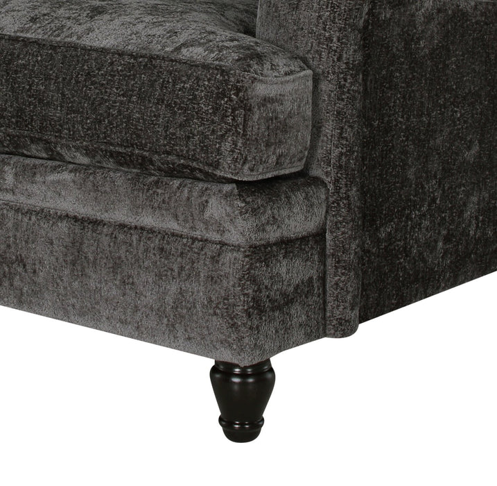 Made in Canada Bellmont 89\" Chenille Fabric Sofa with Reversible Cushions and Wood Legs - Charcoal Grey
