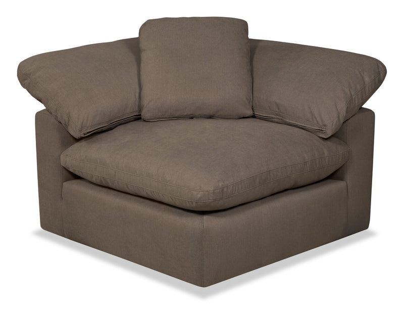Eclipse Modular 6-Piece Linen-Look Fabric Pit Sofa Sectional with Reversible Feather Down Cushions - Slate Grey