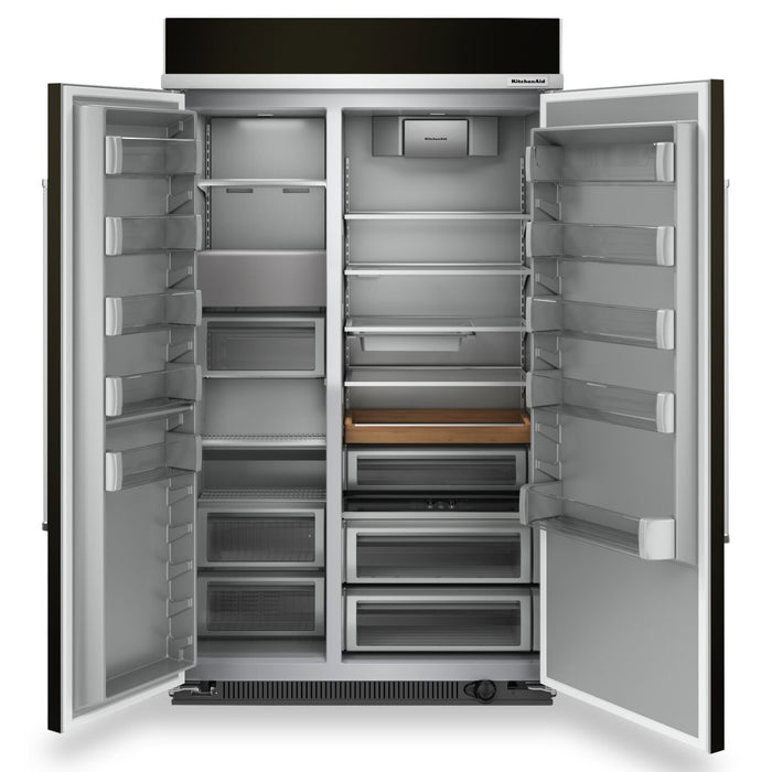KitchenAid 48\" 30 Cu. Ft. Side-by-Side Refrigerator - Black Stainless Steel PrintShield™ - KBSN708MBS
