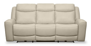 Prescott Genuine Leather Power Reclining Sofa – Platinum
