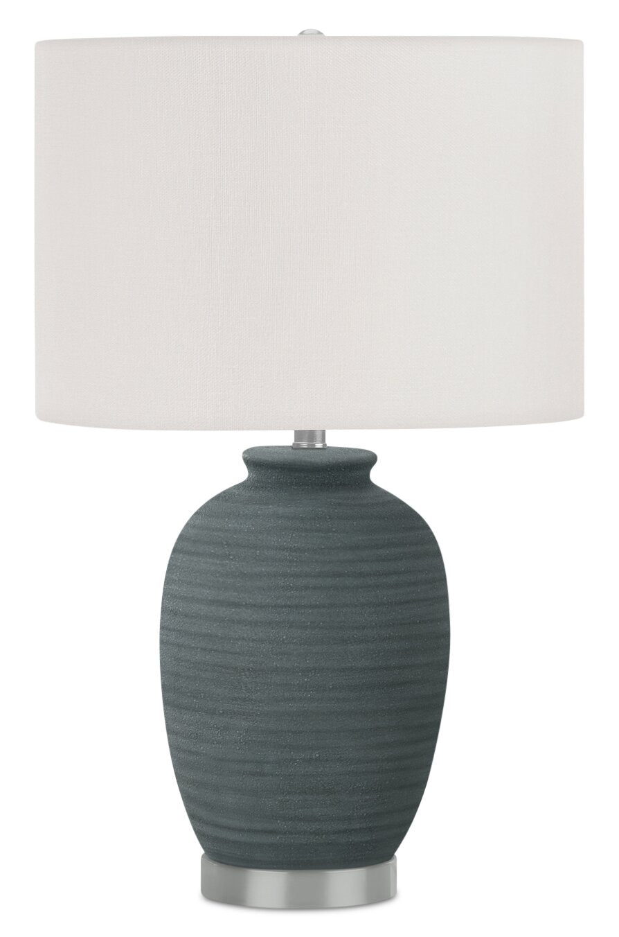 2-Pack Gray Ceramic Table Lamps By BRUBAKER - 10.6 Inches, LED, Shade Included