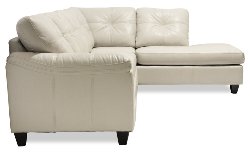 Made in Canada Addison 2-Piece Right-Facing Faux Leather Sectional with Removable Seat Cushions - Beige