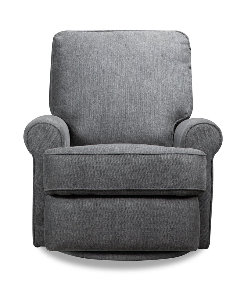 Bevin Chenille Swivel Glider Recliner Grey The Brick