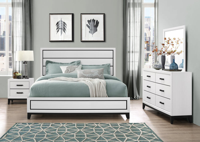 Kate Panel Bed with Headboard & Frame, White - King Size