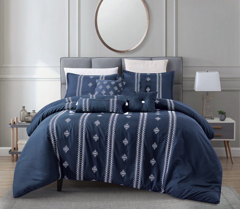 Berlin 7-Piece King Comforter Set - Navy