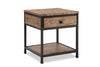 Giana 22\" Rustic End Table with Storage and Shelf - Brown Weathered Pine with Black Metal Frame