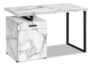 Remi Reversible Desk - White Marble-Look