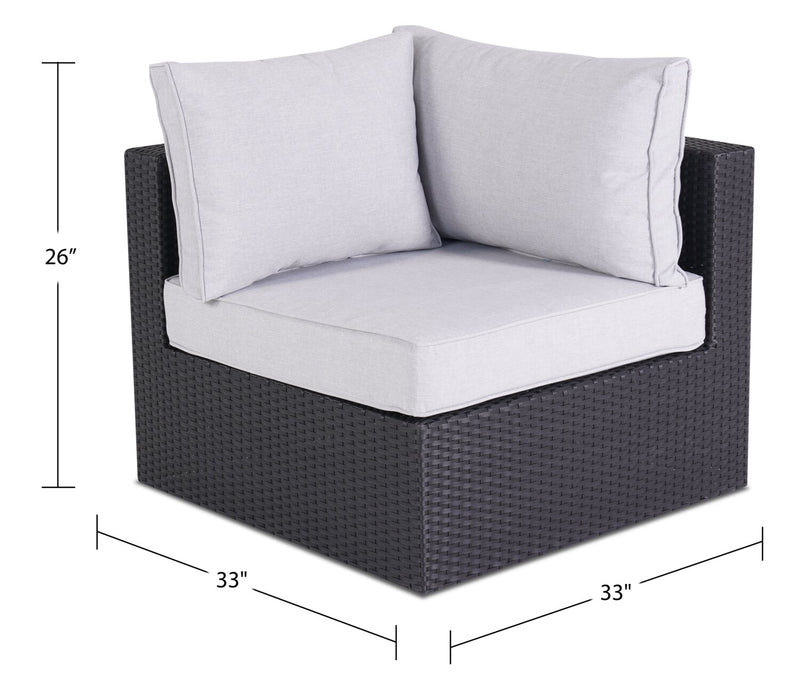 Minnesota Corner Outdoor Patio Chair - Hand-Woven Resin Wicker, Olefin Fabric UV & Weather Resistant - Grey