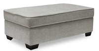 Verona Brushed Linen-Look Fabric Storage Ottoman – Beige 