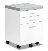 Bruno Filing Cabinet - White with Cement-Look Top  