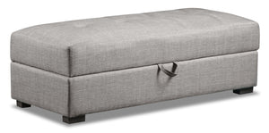 Weston Linen-Look Fabric Storage Ottoman - Steel | Pouf de rangement Weston en tissu d'apparence lin - acier | WES2STSO