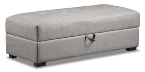 Weston Linen-Look Fabric Storage Ottoman - Steel
