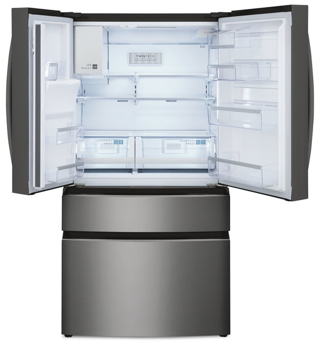 Frigidaire Gallery 36\" 21.5 Cu. Ft. Counter-Depth 4-Door French-Door Refrigerator - Smudge-Proof® Black Stainless Steel - GRMC2273CD