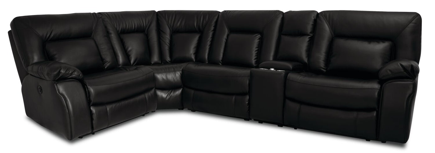 Dale 5-Piece Leather-Look Fabric Power Reclining Sectional - Black