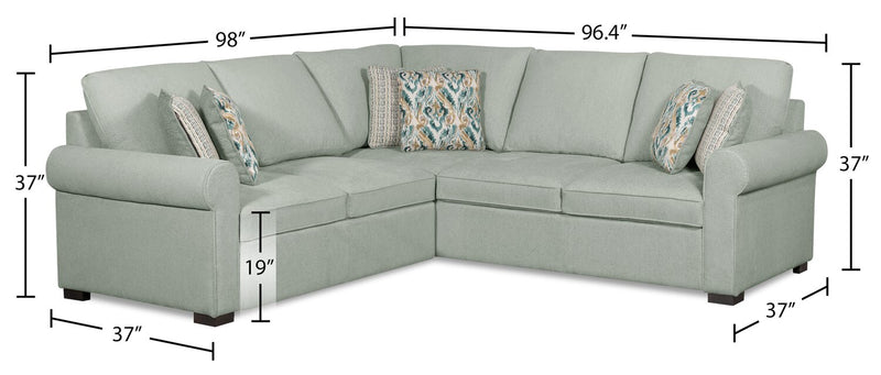 Scott Living Haven 2-Piece Left-Facing Chenille Fabric Sectional - Seafoam Blue