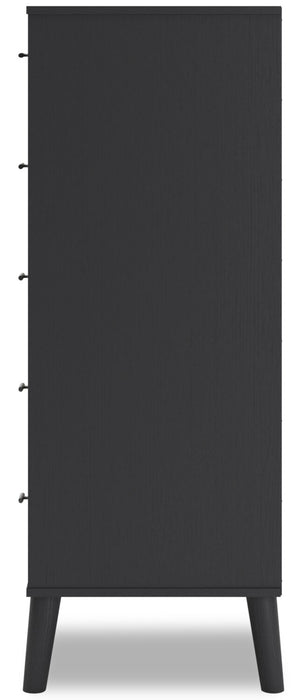 Kylo Bedroom Chest of Drawers, 5-Drawer, 29.9\"W x 50.7\"H, Modern Mid-Century - Two-tone Black & Beige