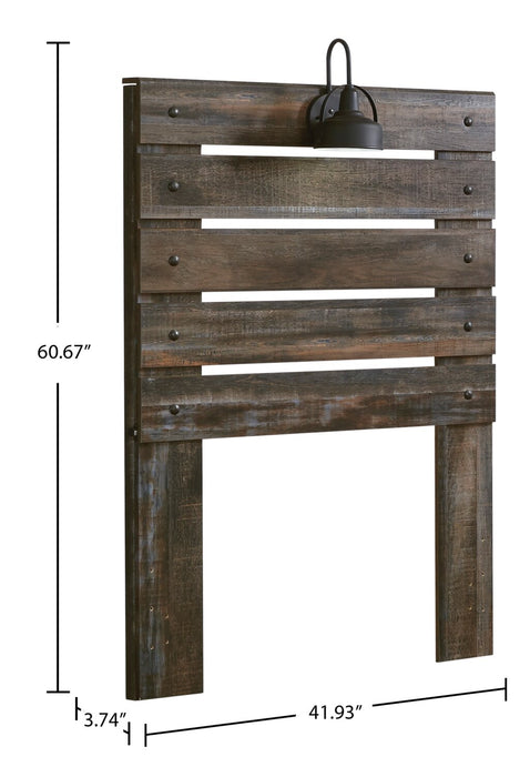 Abby Panel Headboard with LED Light & USB Ports for Kids, Brown - Twin Size