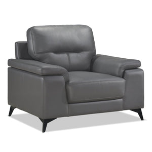 Sasha Genuine Leather Chair - Grey