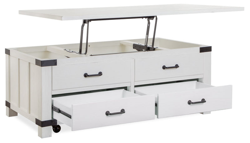 Harper 50\" Modern Lift Top Coffee Table with Storage and Casters - White Pine