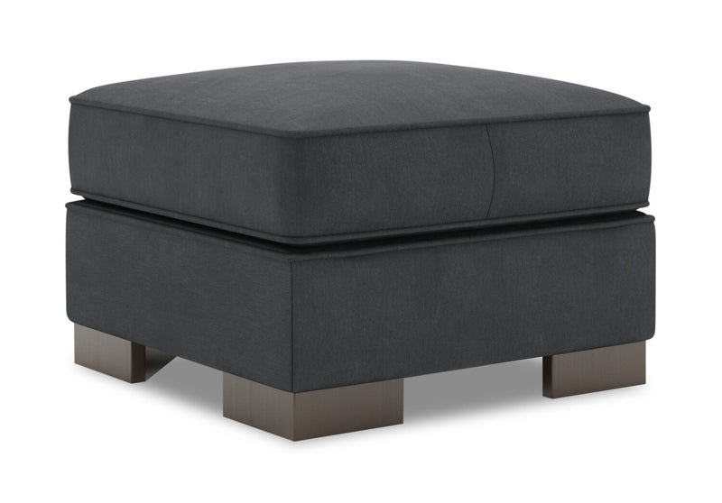 Made in Canada Customizable Sofa Lab Track 24\" Linen-Look Fabric Ottoman - Pax Pepper Grey
