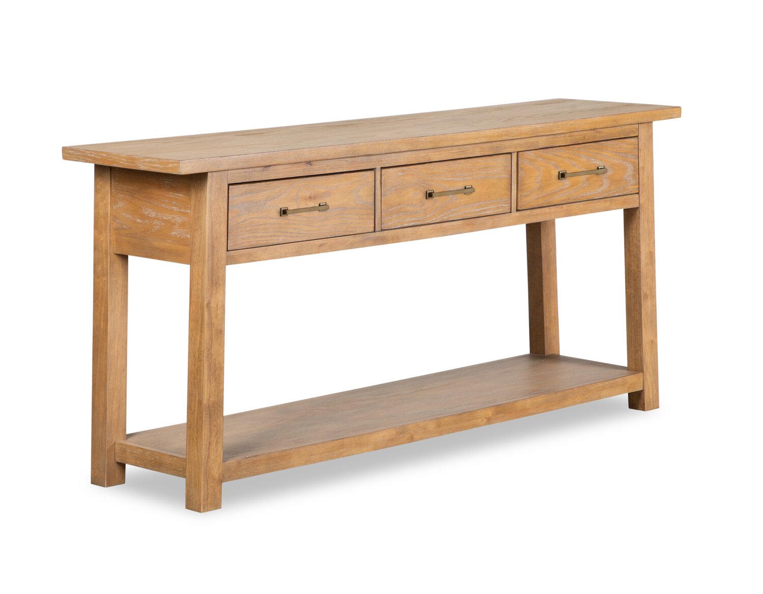 Rhett 64 Modern Sofa Table with Storage and Shelf Light Brown Oak The Brick