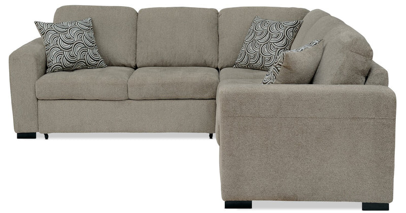Izzy 3-Piece Chenille Left-Facing Sleeper Sectional - Platinum