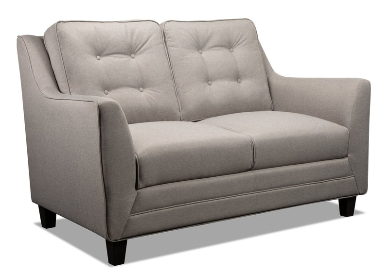 Novalee 57\" Linen-Look Fabric Loveseat with Flared Arms and Button Tufting - Taupe