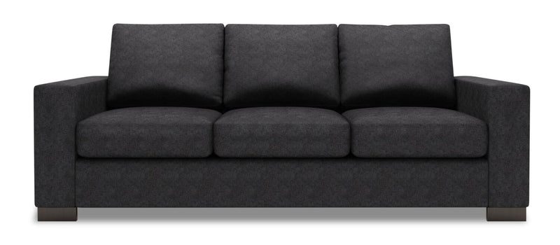 Made in Canada Customizable Sofa Lab Track 85\" Chenille Fabric Sofa with Track Arms - Luxury Charcoal Grey
