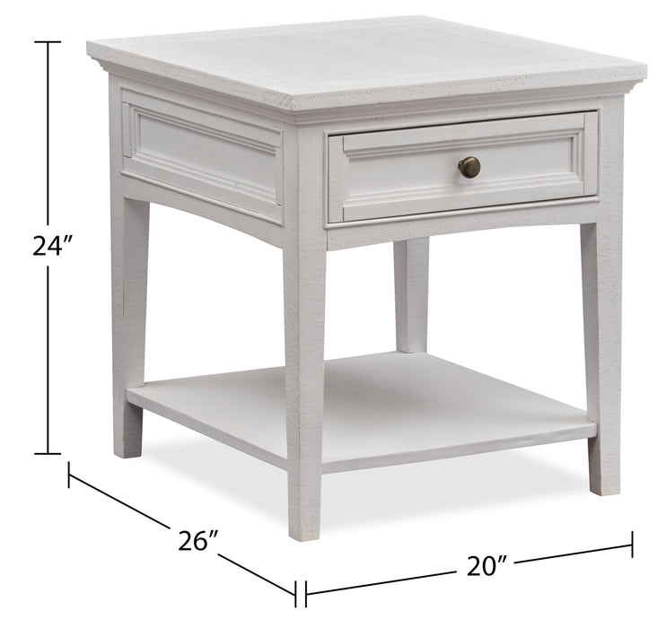 Heron Cove 20\" Traditional End Table with Storage and Shelf - White Pine